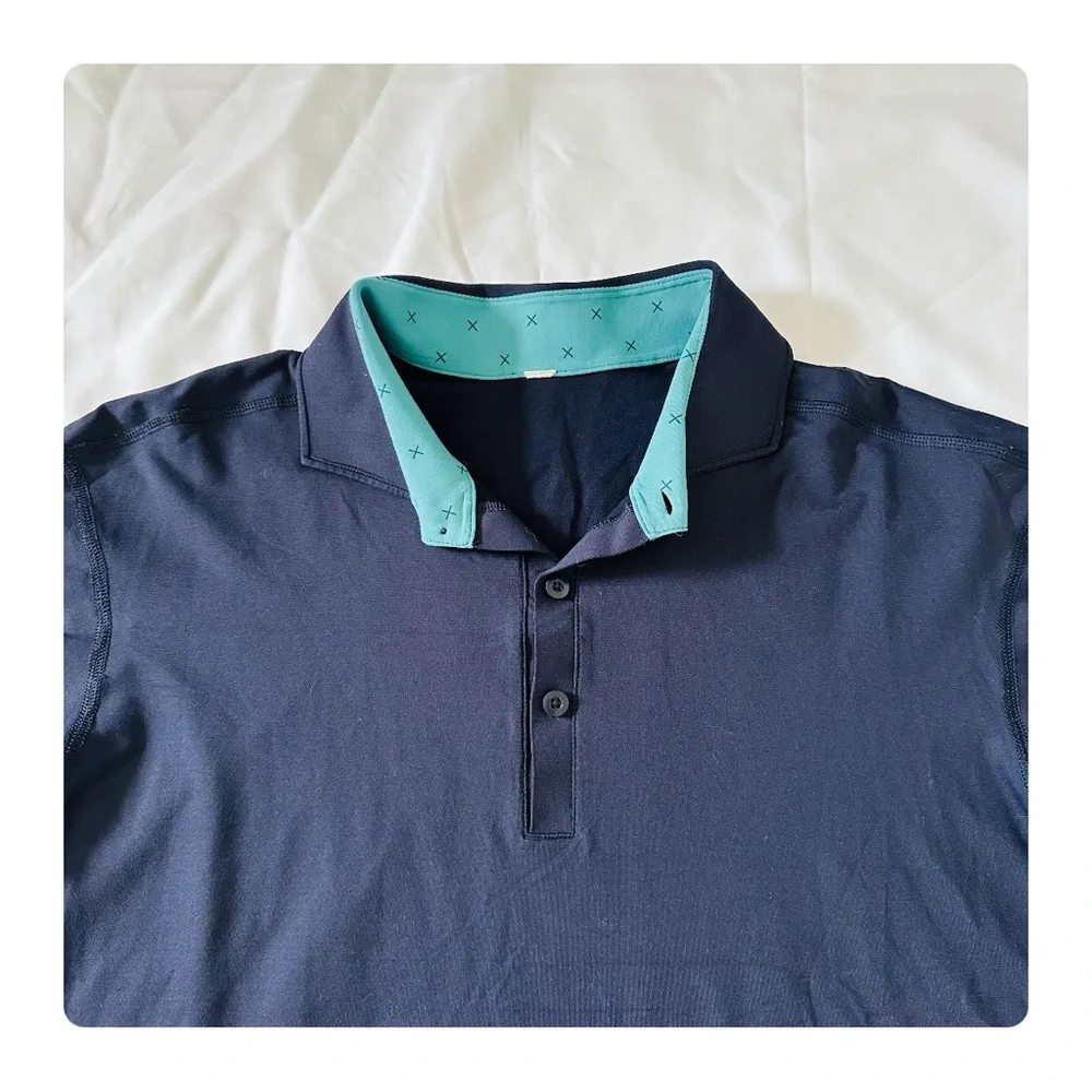 ★ Lululemon Men’s Short Sleeve Polo Shirt - Navy ★ - Picture 9 of 16